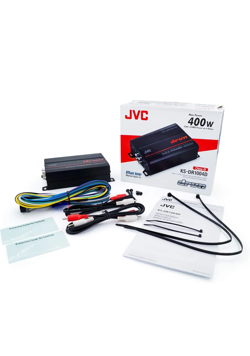JVC KS-DR1004D 400 Watt 4-Channel Bridgeable Amplifier for Car & Marine and RZR/ATV/UTV/Cart Motorsports