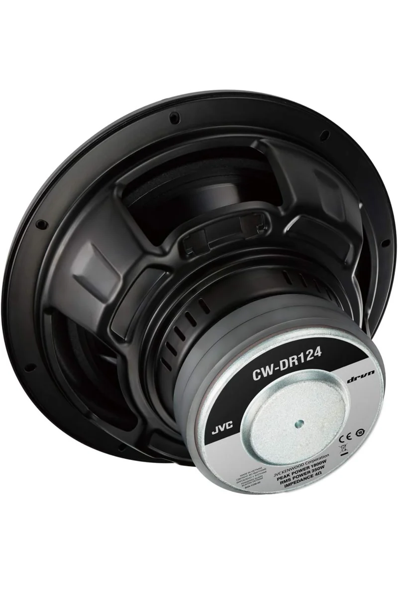 JVC CW-DR124 DRVN 12" 4-ohm 350 Watt Car Audio Subwoofer- Single (Black) with Dependable Low-Frequency Punch