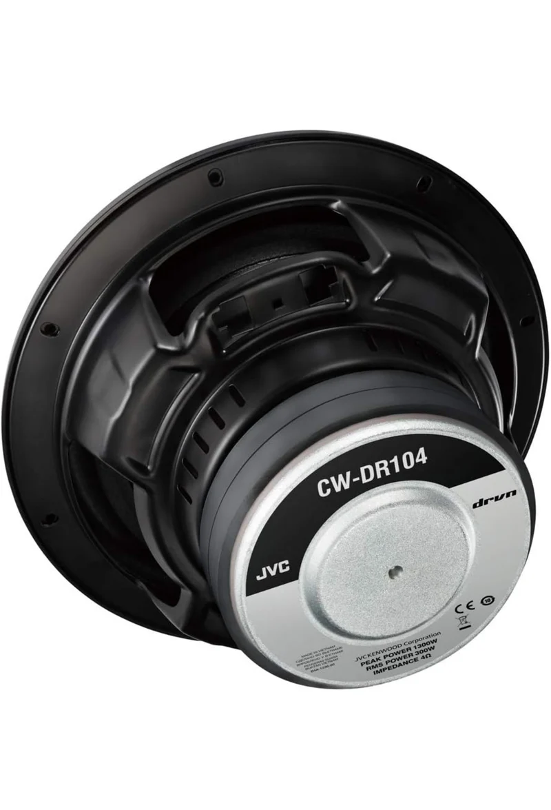 JVC CW-DR124/104 DRVN 4-ohm 350 Watt Car Audio Subwoofer- Single (Black) with Dependable Low-Frequency Punch (10")