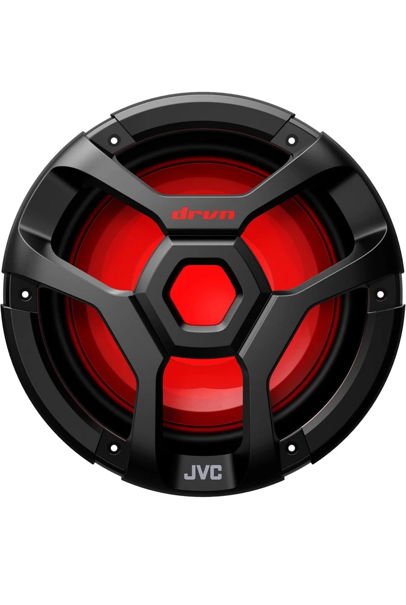 JVC CW-DR1040ML 10-Inch RGB Illunimanation Outdoor Marine/Car Audio Subwoofer - 1,300 Watt Single Black Waterproof Bass Loud Speaker for Marine Stereo Sound System