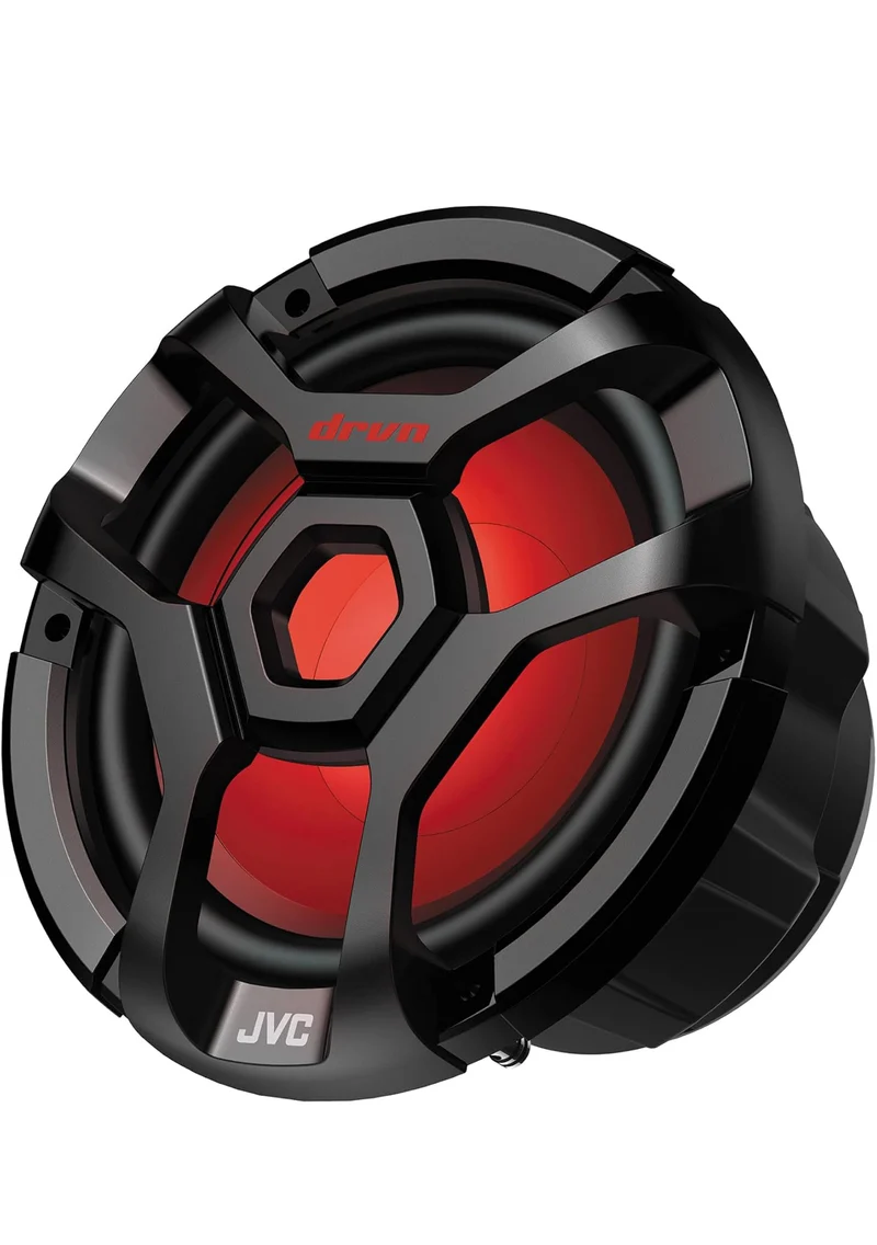 JVC CW-DR1040ML 10-Inch RGB Illunimanation Outdoor Marine/Car Audio Subwoofer - 1,300 Watt Single Black Waterproof Bass Loud Speaker for Marine Stereo Sound System