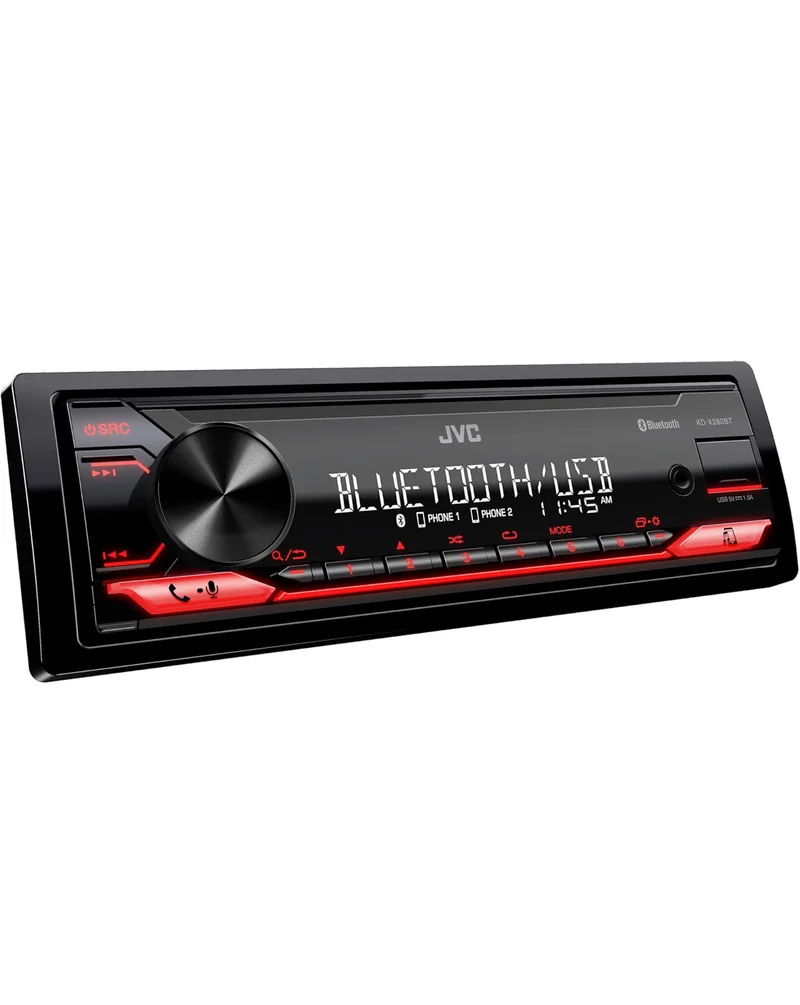 JVC KD-X280BT Bluetooth Car Stereo w/USB Port – AM/FM Radio, MP3 Player, High Contrast LCD, 50 Watts, Detachable Face Plate – Single DIN – 13-Band EQ