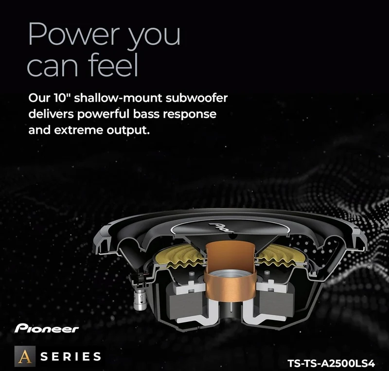 Pioneer TS-A2500LS4 10” Shallow Mount Component Subwoofer, 1200 Watts Max Power