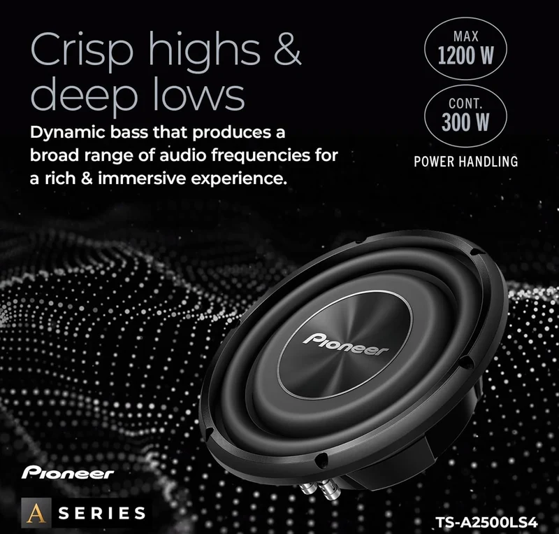 Pioneer TS-A2500LS4 10” Shallow Mount Component Subwoofer, 1200 Watts Max Power