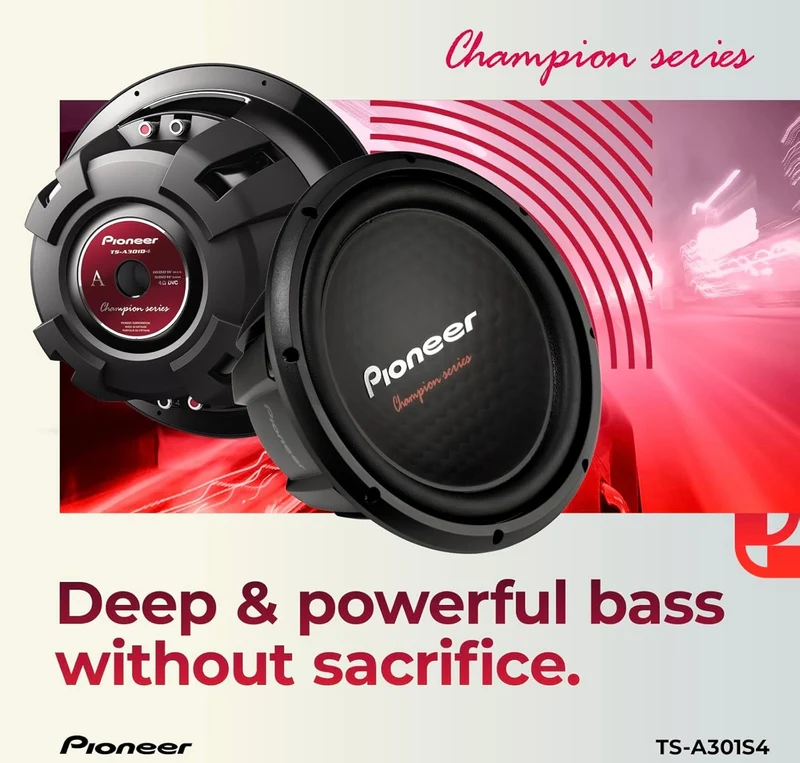 Pioneer TS-A301S4 - Powerful 12-inch Subwoofer, 1600 Watts Peak Power, Single 4 Ohms Voice Coil for a Powerful Bass
