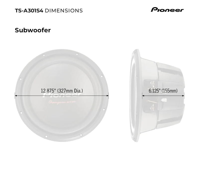 Pioneer TS-A301S4 - Powerful 12-inch Subwoofer, 1600 Watts Peak Power, Single 4 Ohms Voice Coil for a Powerful Bass