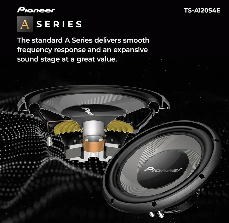 Pioneer TS-A120S4E – Powerful 12” Subwoofer, 1400 Watts Peak Power, Single 4 Ohms Voice Coil for Deep Bass