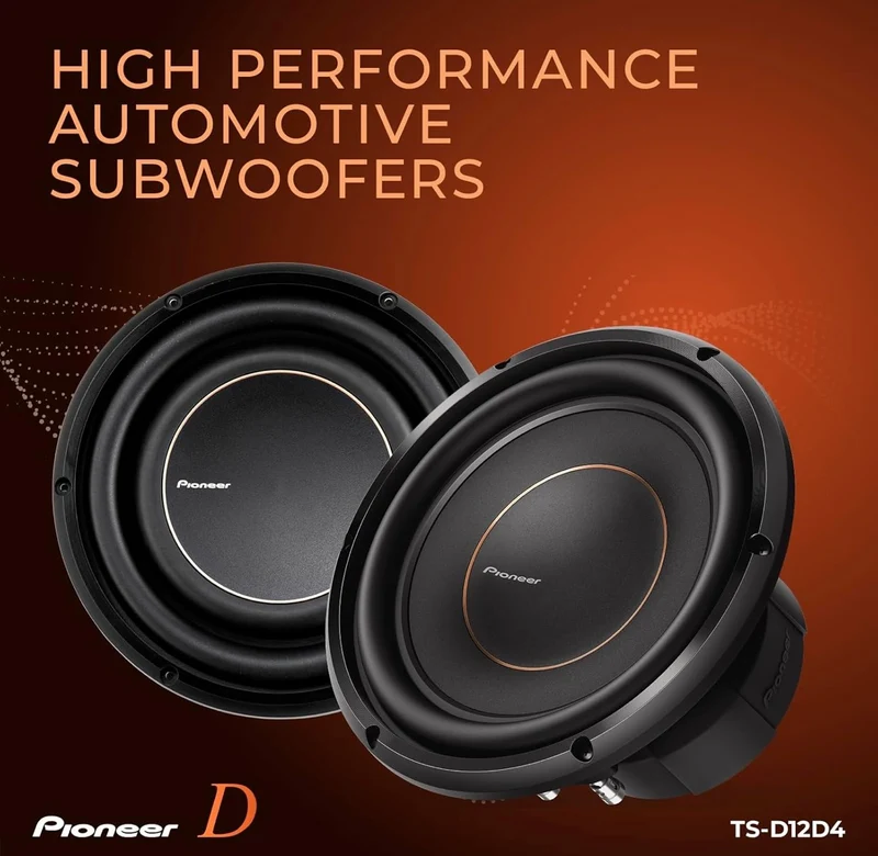 Pioneer TS-D12D4 - Powerful 12-inch Subwoofer, 2000 Watts Peak Power, Dual 4 Ohms Voice Coil for Deep Bass