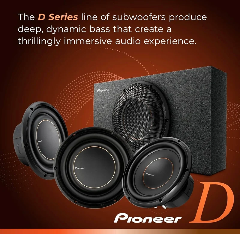 Pioneer TS-D12D2 – Powerful 12” Subwoofer, 2000 Watts Peak Power, Dual 2 Ohms Voice Coil for Deep Bass