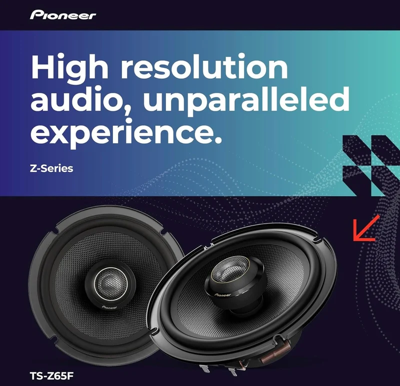 Pioneer TS-Z65F, 2-Way Coaxial Car Audio Speakers, Full Range, Open & Smooth Sound Quality, Easy Installation and Enhanced Bass Response, Black 6.5” Round Speakers