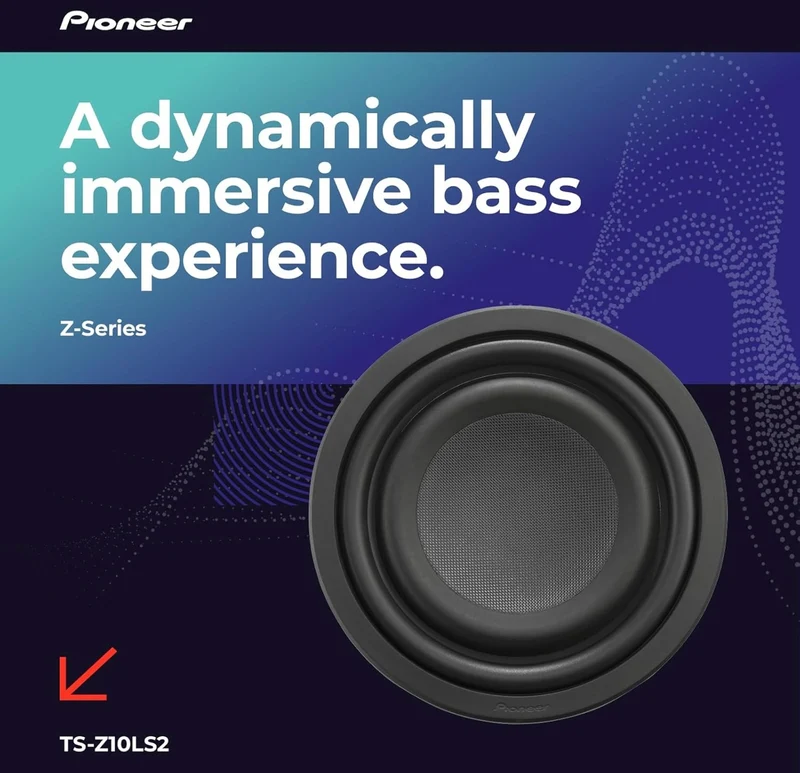 Pioneer TS-Z10LS2 10” Oversized Subwoofer, Shallow Design, Easy Installation and Flexible Fit, 1300 Watts Peak Power, Single 2 Ohms Voice Coil for Deep, Enhanced Bass Response
