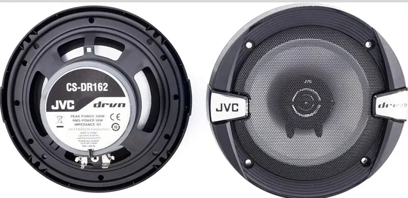 JVC CS-DR162 DRVN Series 6.5 Inch 2-Way 300 Wats Car Speakers (Coaxial)- Set of 2 (Black) with horn ring sound enhancer