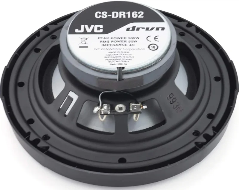 JVC CS-DR162 DRVN Series 6.5 Inch 2-Way 300 Wats Car Speakers (Coaxial)- Set of 2 (Black) with horn ring sound enhancer