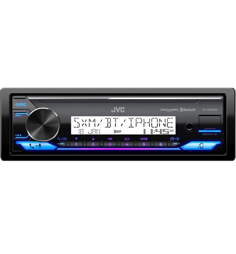 JVC KD-X38MBS Car & Marine Digital Media Receiver with Bluetooth, USB, SiriusXM Ready, Compatible with Amazon Alexa, Conformal Coated PCB