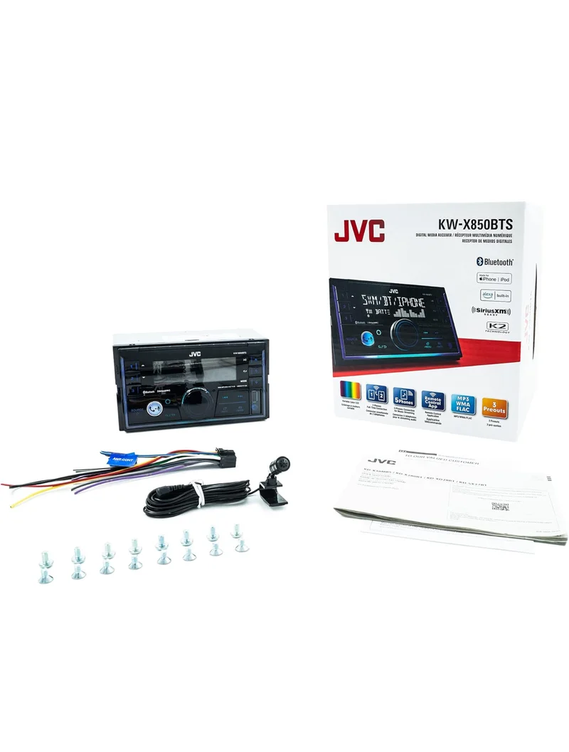 JVC KW-X850BTS Bluetooth Car Stereo Digital Media Receiver with USB Port, AM/FM Radio, MP3 Player, Amazon Alexa, Android, iPhone, Double DIN, 13-Band EQ