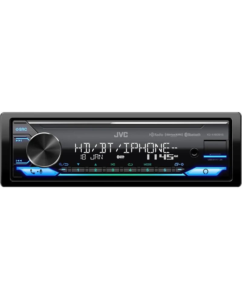 JVC KD-X480BHS Multimedia Car Stereo, Single Din, Built in Amazon Alexa, Blutooth Audio and Hands Free Calling, MP3, USB, AUX-in, AM/FM Radio Receiver, SiriusXM Ready, HD Radio