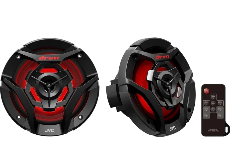 JVC CS-DR621MWL 6.5 Inch Car & Marine, Motor Sports, Car Audio Stereo 2- Way Speakers with Cool Built in RGB LED Lights, Weatherproof IPX5, 260 Watts, UV Protected Grills Included - White