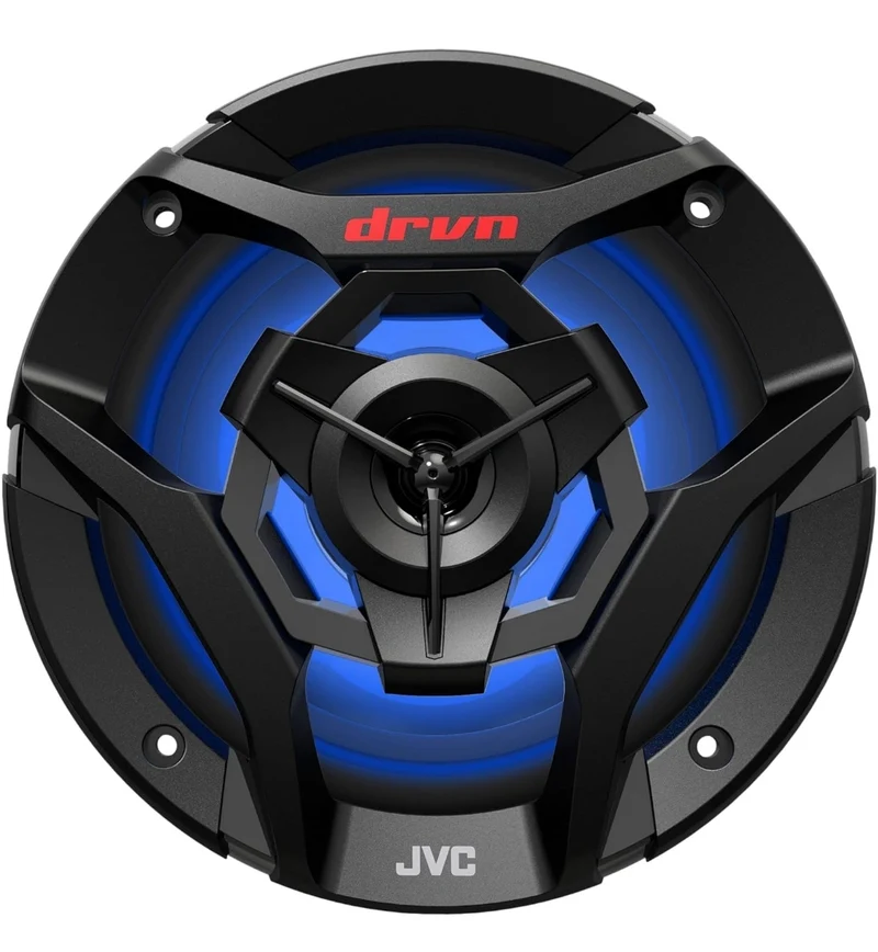 JVC CS-DR621MWL 6.5 Inch Car & Marine, Motor Sports, Car Audio Stereo 2- Way Speakers with Cool Built in RGB LED Lights, Weatherproof IPX5, 260 Watts, UV Protected Grills Included - White
