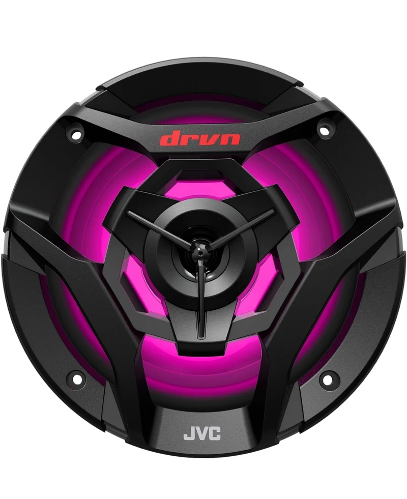JVC CS-DR621MWL 6.5 Inch Car & Marine, Motor Sports, Car Audio Stereo 2- Way Speakers with Cool Built in RGB LED Lights, Weatherproof IPX5, 260 Watts, UV Protected Grills Included - White