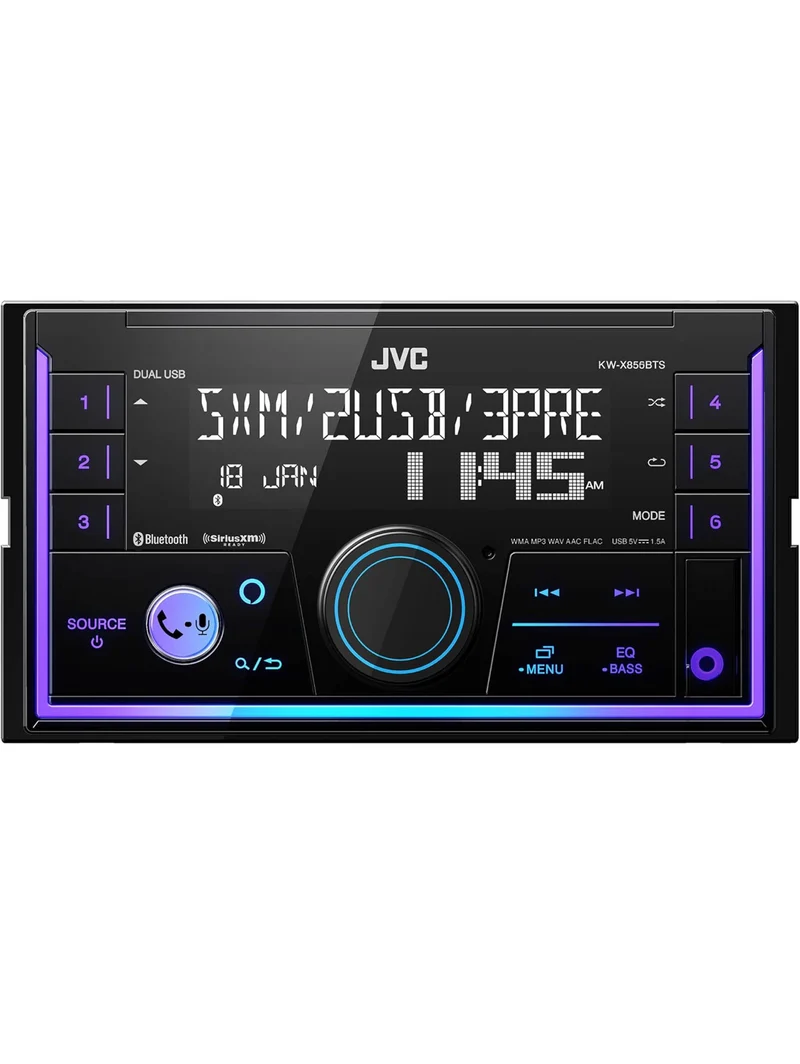 JVC KW-X855BTS Bluetooth Car Stereo Digital Media Receiver with USB Port, AM/FM Radio, MP3 Player, Amazon Alexa, Android, iPhone, Double DIN, 13-Band EQ