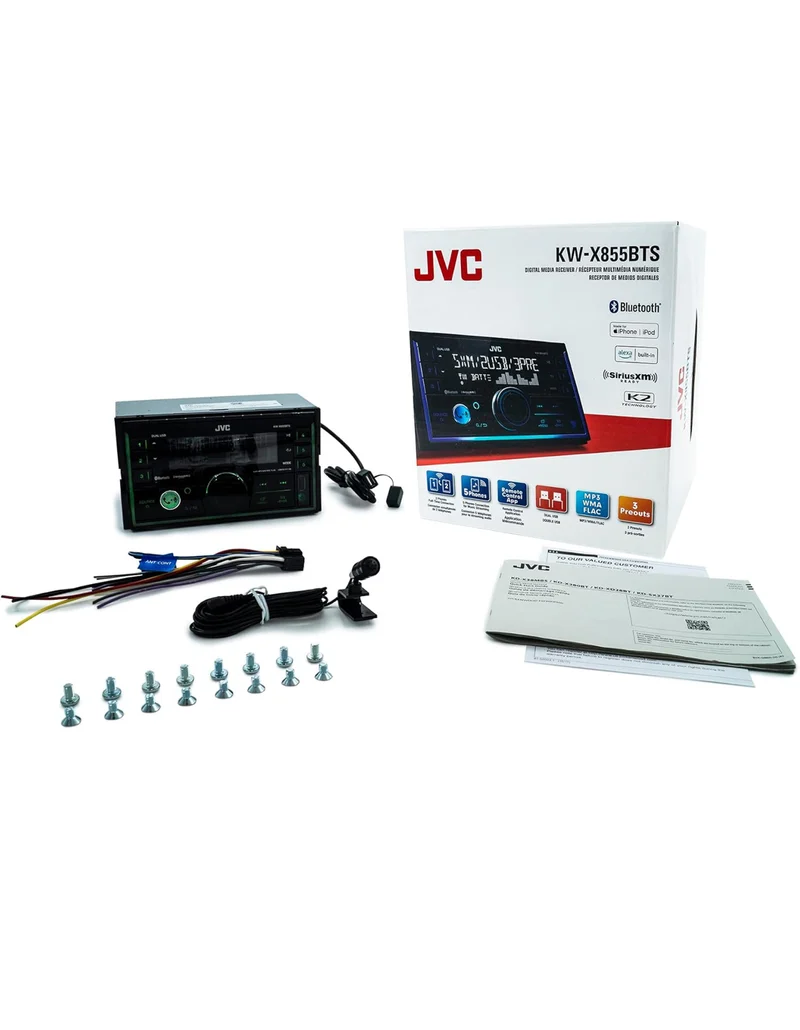 JVC KW-X855BTS Bluetooth Car Stereo Digital Media Receiver with USB Port, AM/FM Radio, MP3 Player, Amazon Alexa, Android, iPhone, Double DIN, 13-Band EQ