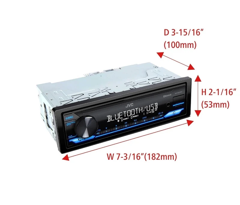 JVC KD-SX27BT Car Stereo with Bluetooth, 100W Digital Media Receiver, 1.5A USB to Charge Devices, Single DIN Head Unit, AM/FM, Aux-in, JVC Remote App