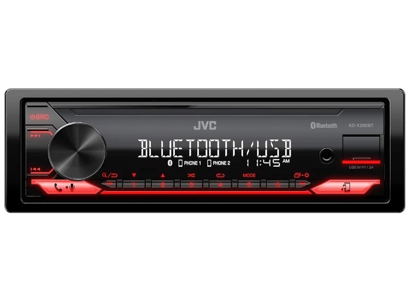 JVC KD-X280BT Bluetooth Car Stereo w/USB Port – AM/FM Radio, MP3 Player, High Contrast LCD, 50 Watts, Detachable Face Plate – Single DIN – 13-Band EQ