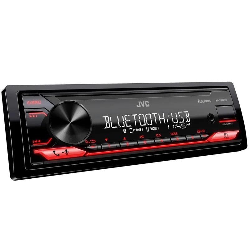 JVC KD-X280BT Bluetooth Car Stereo w/USB Port – AM/FM Radio, MP3 Player, High Contrast LCD, 50 Watts, Detachable Face Plate – Single DIN – 13-Band EQ