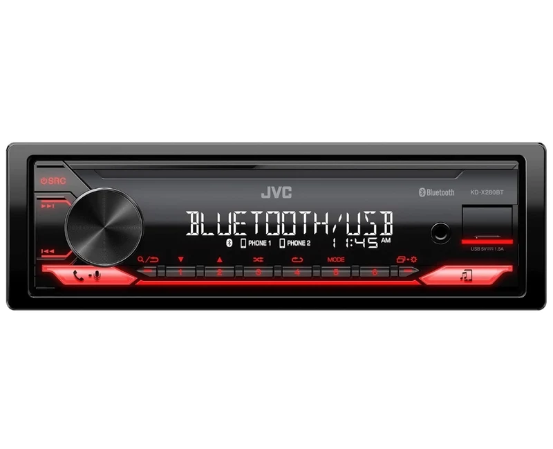 JVC KD-X280BT Bluetooth Car Stereo w/USB Port – AM/FM Radio, MP3 Player, High Contrast LCD, 50 Watts, Detachable Face Plate – Single DIN – 13-Band EQ