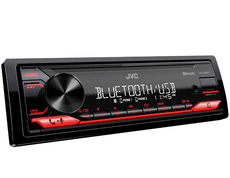 JVC KD-X280BT Bluetooth Car Stereo w/USB Port – AM/FM Radio, MP3 Player, High Contrast LCD, 50 Watts, Detachable Face Plate – Single DIN – 13-Band EQ