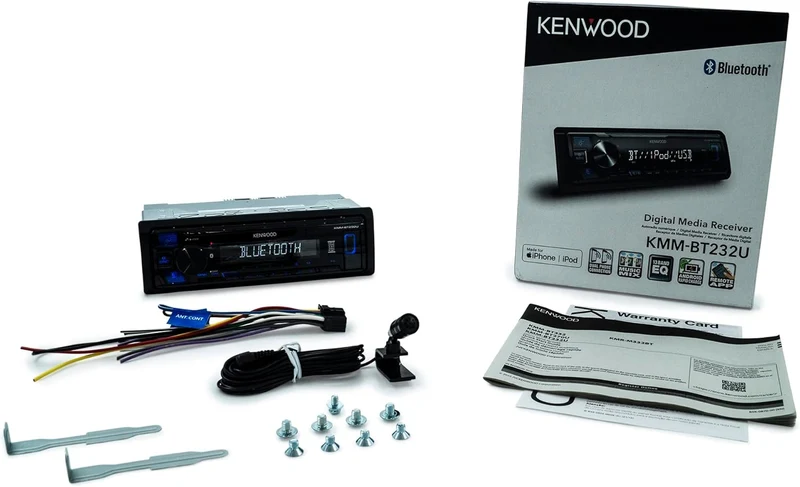 KENWOOD KMM-BT232U Bluetooth Car Stereo with USB Port, AM/FM Radio, MP3 Player, Detachable Face