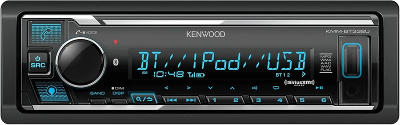 KENWOOD KMM-BT332U Bluetooth Single DIN Car Stereo with USB Port, AM/FM Radio, MP3 Player, Multi Color LCD, Detachable Face, Built in Amazon Alexa, Compatible with SiriusXM Tuner