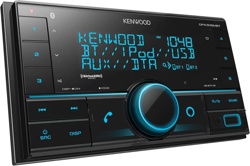 Kenwood DPX305MBT Double DIN in-Dash Digital Media Receiver with Bluetooth (Does not Play CDs) | Mechless Car Stereo Receiver | Amazon Alexa Ready - Black