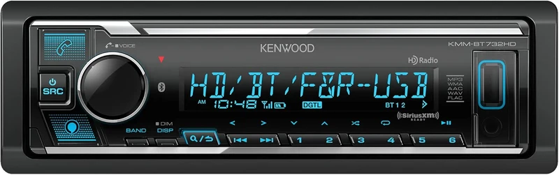 KENWOOD KMM-BT732HD Bluetooth Car Stereo with USB Port, AM/FM Radio, MP3 Player, Multi Color LCD, HD Radio, Detachable Face, Built in Amazon Alexa, Compatible with SiriusXM Tuner