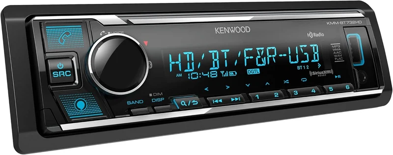 KENWOOD KMM-BT732HD Bluetooth Car Stereo with USB Port, AM/FM Radio, MP3 Player, Multi Color LCD, HD Radio, Detachable Face, Built in Amazon Alexa, Compatible with SiriusXM Tuner