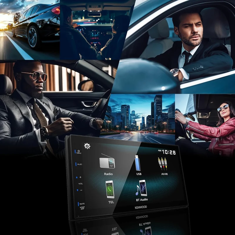 KENWOOD DMX115BT Double Din Car Stereo (45W x 4-Ch), 6.8" Touchscreen Display, Head Unit with Dual Bluetooth Connectivity, USB, A/V, & AM/FM Radio, Sleek Multimedia Player with USB Mirroring