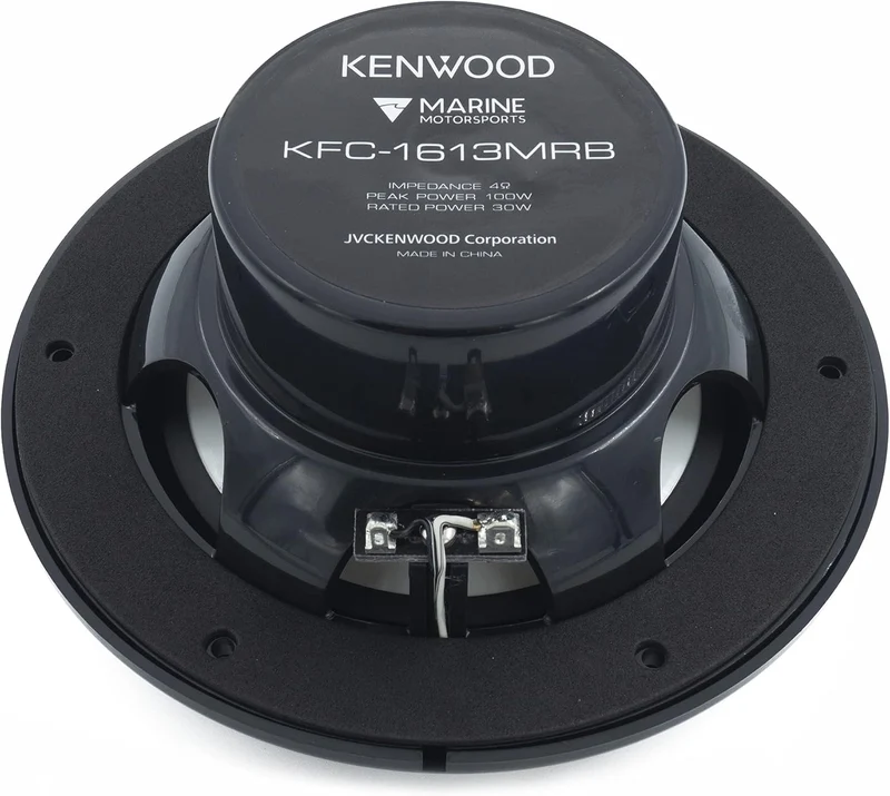 Kenwood KFC-1613MRB/W 6.5 Inch 2 Way Coaxial Waterproof Marine/Motorsports/Car Speakers, Pair, 4 Ohm, 100 Peak Watts (Black)