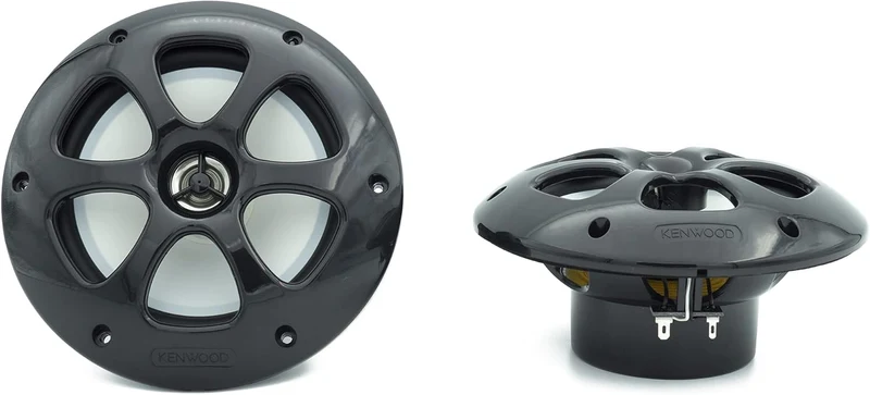 Kenwood KFC-1613MRB/W 6.5 Inch 2 Way Coaxial Waterproof Marine/Motorsports/Car Speakers, Pair, 4 Ohm, 100 Peak Watts (Black)