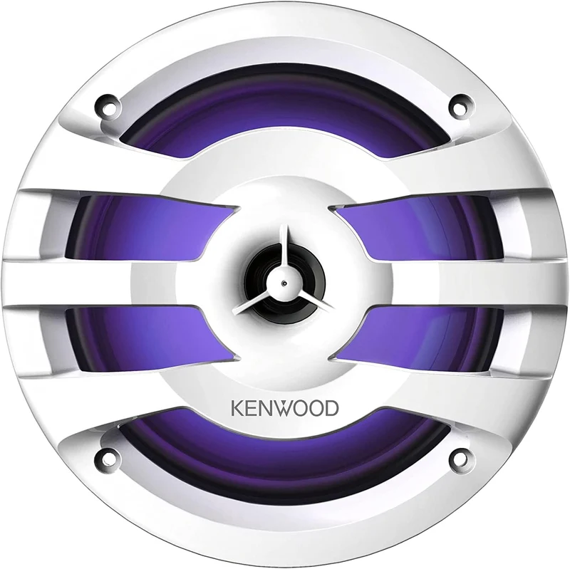Kenwood KFC-1673MRWL 6-1/2" 2-Way Marine Speakers with Grilles (Pair) | Built-in LED Lights (White)