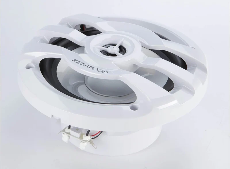 Kenwood KFC-1673MRWL 6-1/2" 2-Way Marine Speakers with Grilles (Pair) | Built-in LED Lights (White)