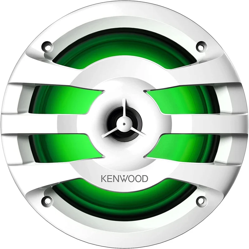 Kenwood KFC-1673MRWL 6-1/2" 2-Way Marine Speakers with Grilles (Pair) | Built-in LED Lights (White)