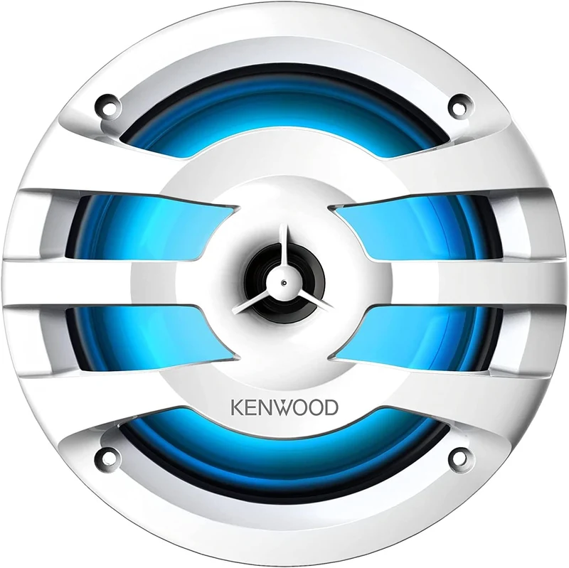 Kenwood KFC-1673MRWL 6-1/2" 2-Way Marine Speakers with Grilles (Pair) | Built-in LED Lights (White)