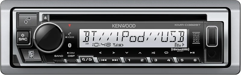KENWOOD KMR-D382BT Single Din Car/Marine Stereo Head Unit with Bluetooth, Hands-Free Calling, CD Player, USB, AM/FM Radio, SiriusXM Ready, All-Weather in-Dash Boat & Car Audio Receiver