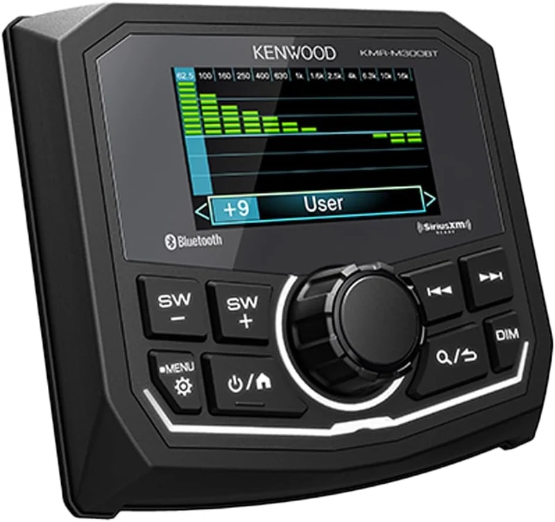 KENWOOD KMR-M300BT Marine Guage Receiver Weatherproof, 2.7 Inch LCD, Built in Amplifer, Bluetooth, Digital Media MP3 Player, No CD Player, USB Port, AM/FM/Weather Band Tuner, Rear Camera Input
