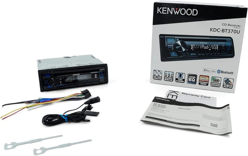 KENWOOD KDC-BT370U CD Car Stereo with Bluetooth, AM/FM Radio, Front High Power USB, Alexa Built in