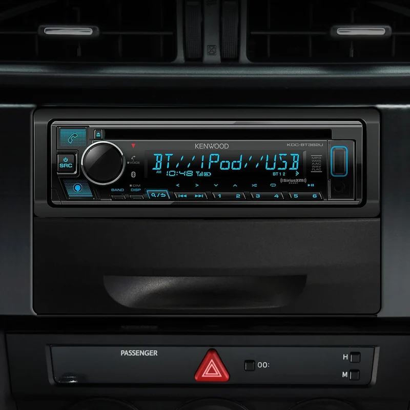 KENWOOD KDC-BT382U CD Car Stereo Receiver with Bluetooth, AM/FM Radio, Variable Color Display, Front High Power USB, Alexa Built in, and SiriusXM Ready