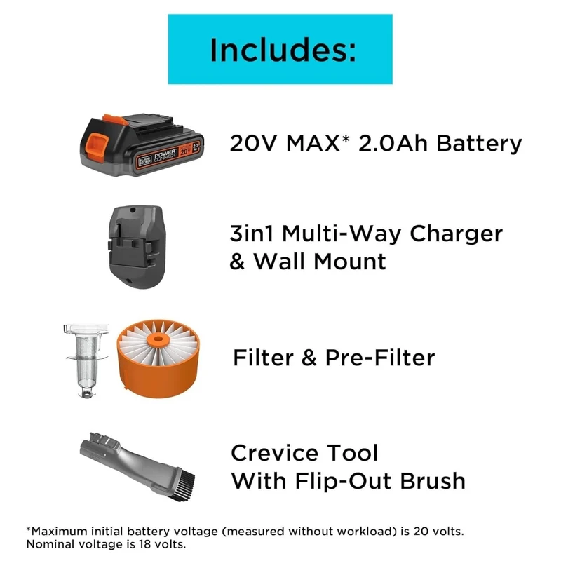 BLACK+DECKER Powerseries Extreme Cordless Stick Vacuum Cleaner, Blue (BSV2020G)