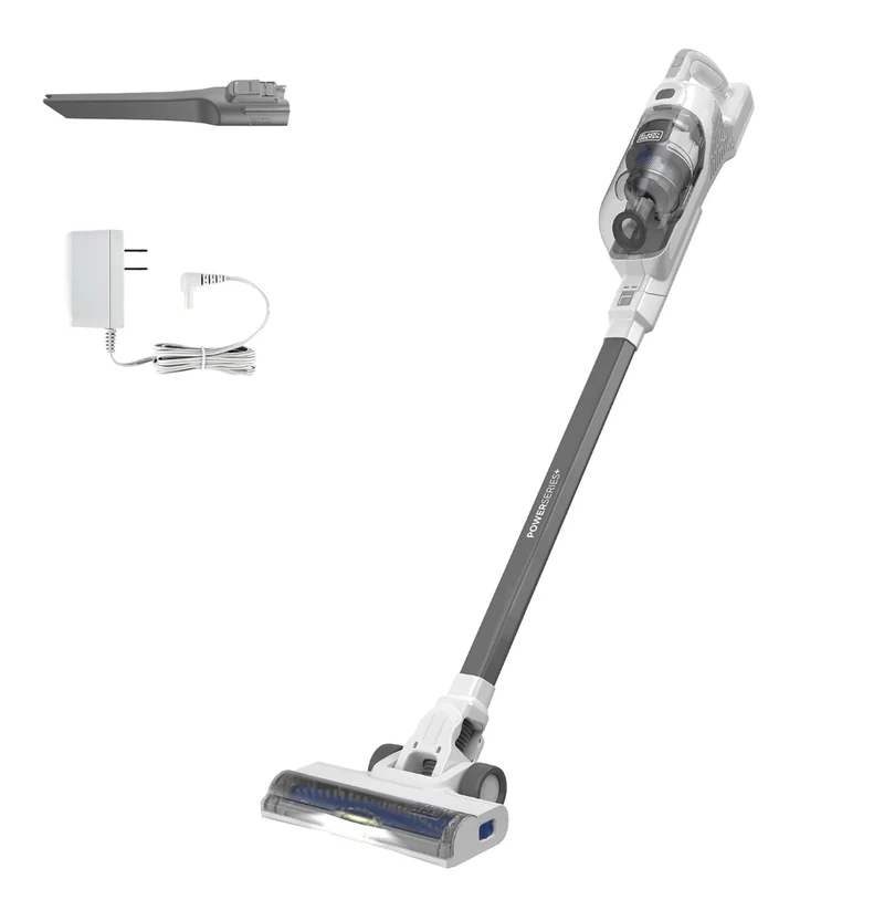 BLACK+DECKER POWERSERIES+ 16V MAX Cordless Stick Vacuum with LED Floor Lights, Lightweight, Multi-Surface, White (BHFEA420J)