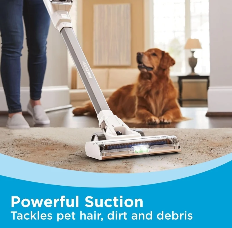 BLACK+DECKER POWERSERIES+ 16V MAX Cordless Stick Vacuum with LED Floor Lights, Lightweight, Multi-Surface, White (BHFEA420J)