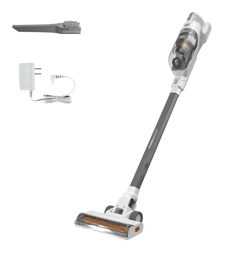 BLACK+DECKER POWERSERIES+ 20V MAX Cordless Stick Vacuum Cleaner with LED Floor Lights, Lightweight, Multi-Surface (BHFEA520J) , Gray